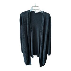 LOFT Women's Knitted Open Front Cardigan Sweater Black Medium